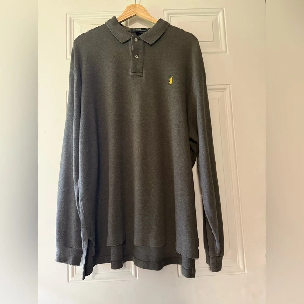 POLO Ralph Lauren Men’s Gray Classic Cotton Long Sleeve Polo Shirt